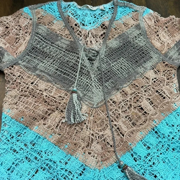 EUC Soft Surroundings boho tunic cover up. Open weave, sz small. - Picture 5 of 9